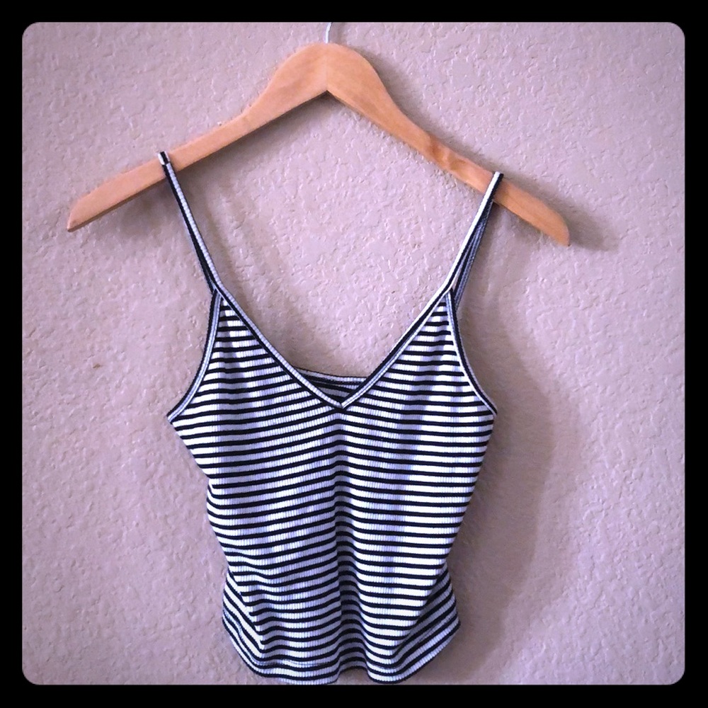Black & White Stripe Crop Cami: Small